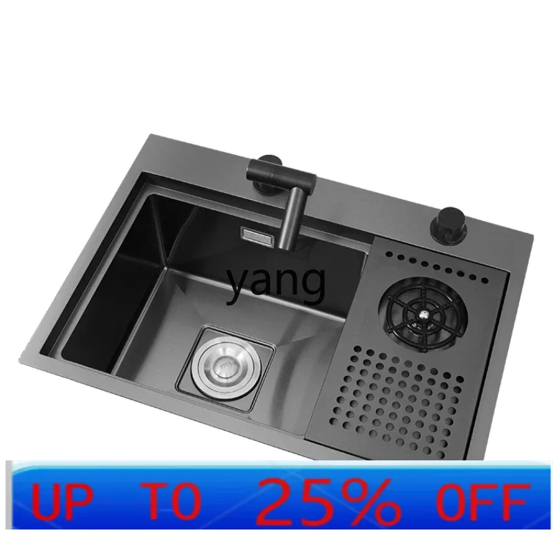 LMM stainless steel nano black invisible sink bar counter handmade single slot thickened under the counter basin