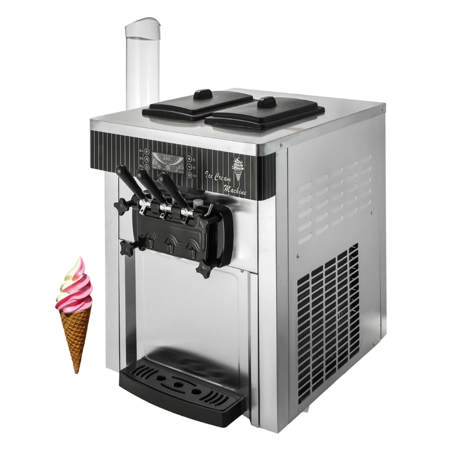 

Smart LCD Control Commercial Soft Serve Ice Cream Machine 3 Flavors Milk Maker For Yogurt