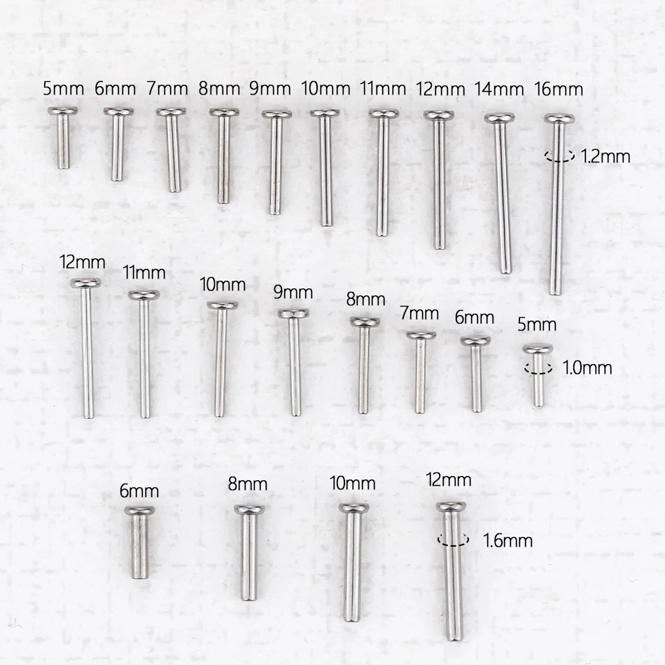 20PCS Titanium Labret Lip Piercing Ring Earring Stud 14G 16G Internally Threaded & Push-in Base Lip Piercing Body Jewelry