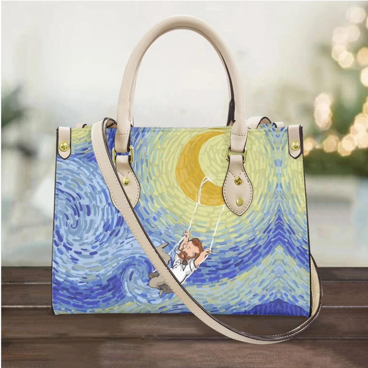 Art Van Gogh Starry Sky Design Fashion Women Handbags Small Luxury Leather Female Cross Body Bags Woman Totes Casual Bolsa Femme