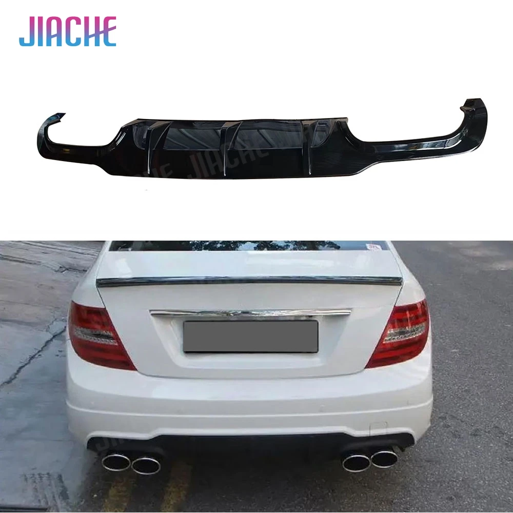 

ABS Black Rear Bumper Lip Diffuser Car Bodykits for Mercedes Benz C Class W204 C63 AMG 2012-2014 ABS Carbon Look