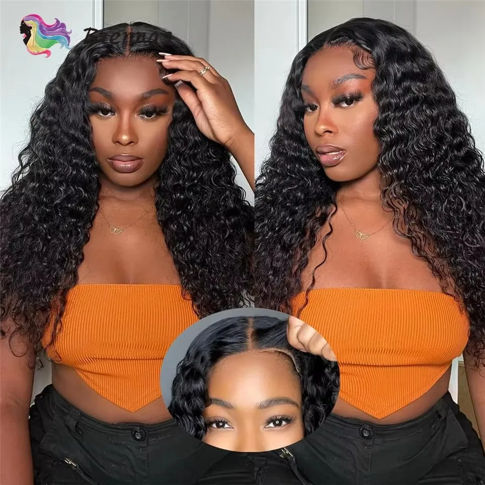 

28Inch 13x4 Pre Lace Curly Lace Front Wig Peruvian Wear And Go Glueless Curly Wig Human Hair Preplucked Density180 Natural Color