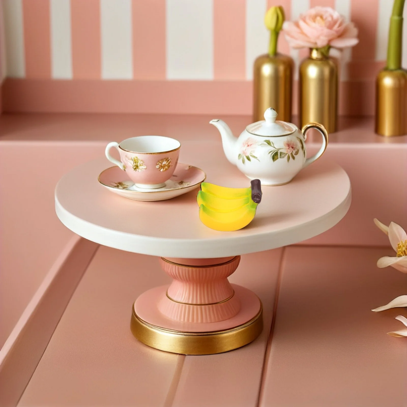 24Pcs Simulation Mini Bananas Yellow Resin Artificial for Dollhouse Decoration Micro Scene Fruit Accessories Faux Food