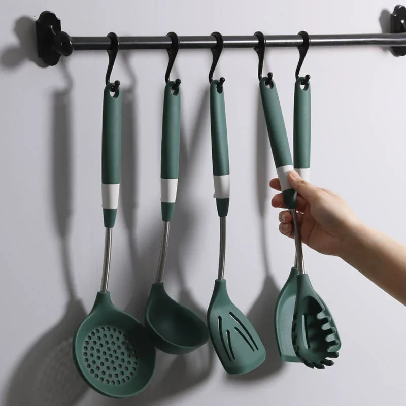 

6Pcs Cooking Tools Set, Premium Silicone 304 Stainless Steel Kitchen Utensils - Turner Soup Ladle Rice Spoon