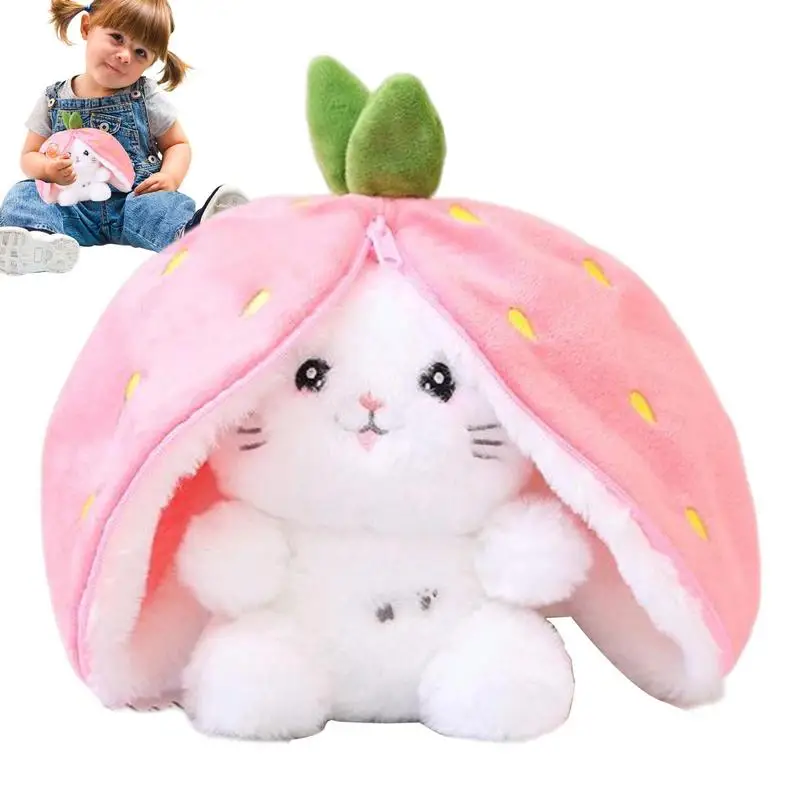 Easter Cute Reversible Floppy Ear Bunny Plushie Bunny Stuffed Animal Bunny Plush Rabbit Plushie Strawberry Bunny Pillow Plush To