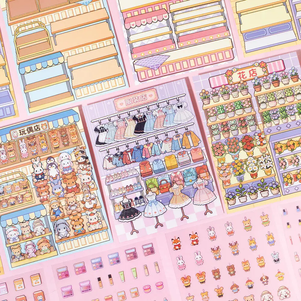 Card Lover 18 Pcs [Simulation Business Series] Landscape Stickers Food Street Commercial Avenue Journal Stationery Decor