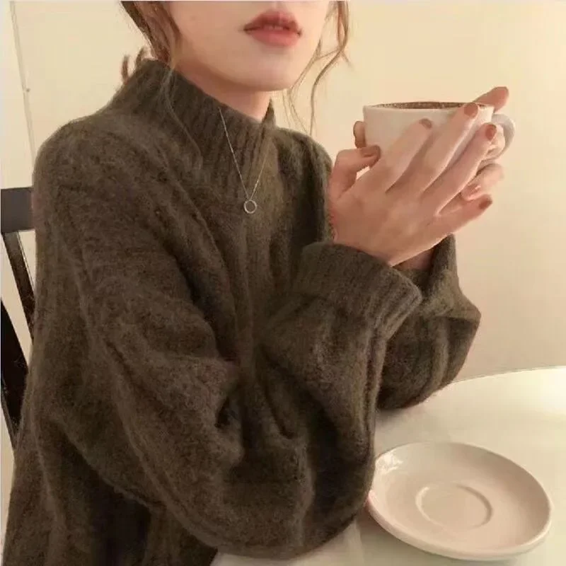 

High Collar Sweater Inner Wear Fashionable Age-Defyin Loose Casual Women's Knitwear Hot Sale Of The Season Winter New Style Half