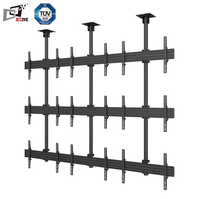 Multi Screens Adjustment Telescopic Ceiling Pole Mounted TV Bracket Ceiling VESA Mount for Professional Advertising Display