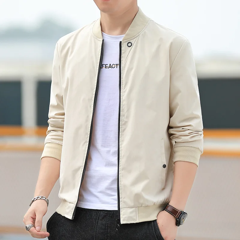 Spring Autumn Men's Fashion Zipper Baseball Jacket Coat Waterproof Elegant Long Sleeve Overcoat