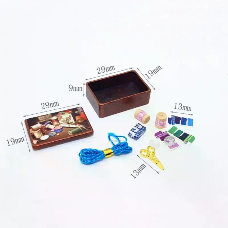 【Y】1 Set Mini Simulation Needle And Thread Box Model Miniature Toy Scene Decoration Dollhouse Accessories