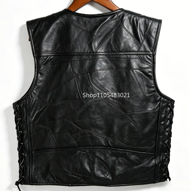 Chaleco de Cuero Negro con Par - Motorcycle Gear Vest reseña y precio