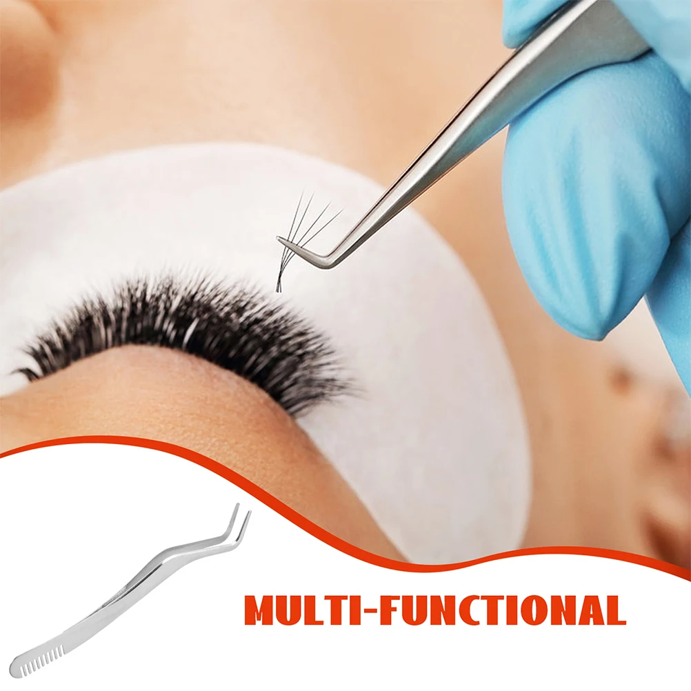 2 قطعة مجموعة أدوات الرموش الدقيقة ملاقط منحنية مشط كاذبة لاش قضيب خفيفة الوزن اكسسوارات التجميل لسهولة رمش #2