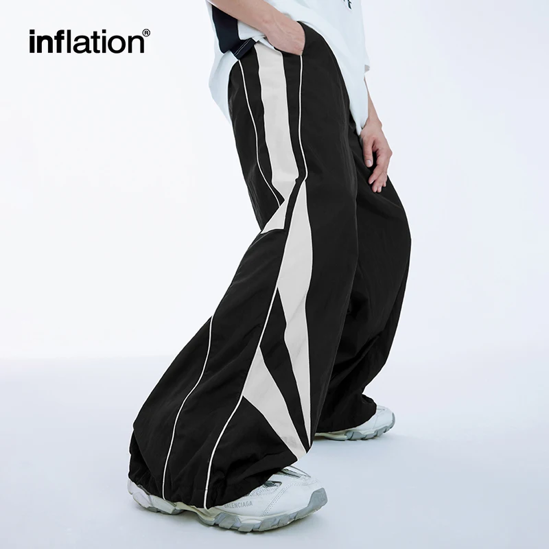 INFLATION Retro Patchwork Wide-leg Pants Trendy Water-Repellent Track Pants Sportswear