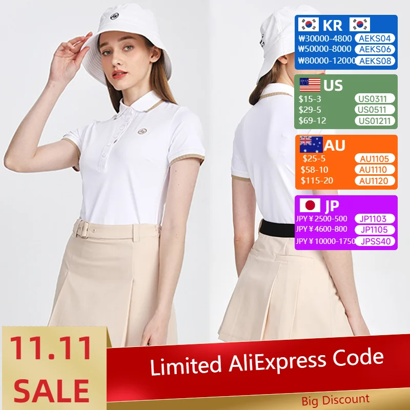 

AW Golf женская летняя футболка с короткими рукавами дышащие топы-поло с лацканами женская плиссированная юбка с высокой талией костюм для гольфа на подкладке