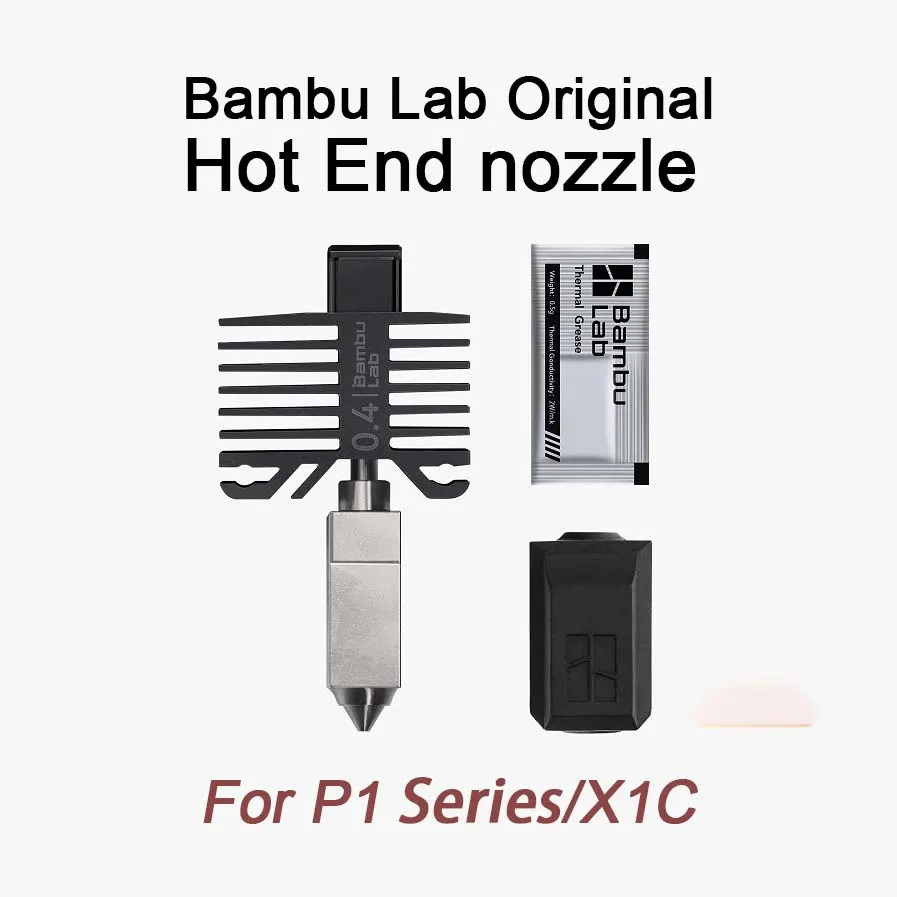 Bambu Lab Original X1C P1 Series 3D Printer Hardened Steel Hot End Nozzle Stainless Steel P1S X1 Parts 0.4/0.6/0.8mm