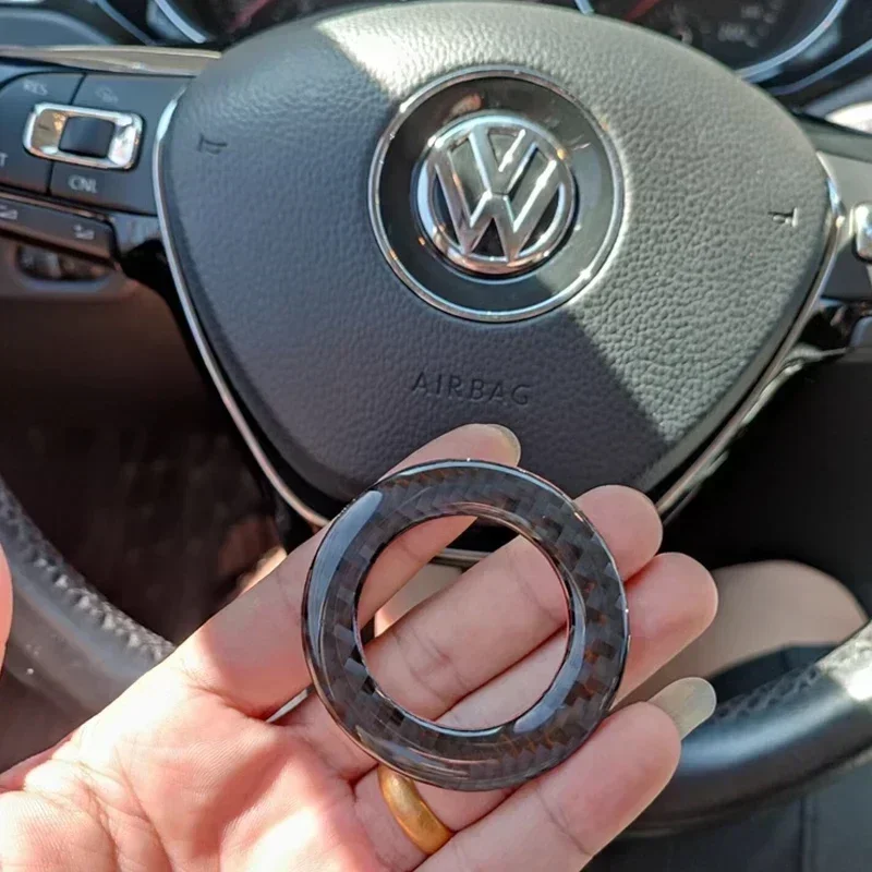 New Carbon Fiber Car Steering Wheel Sticker Decorative Stickers For VW Volkswagen Golf 6 7 Polo CC Tiguan Passat Accessories view 3