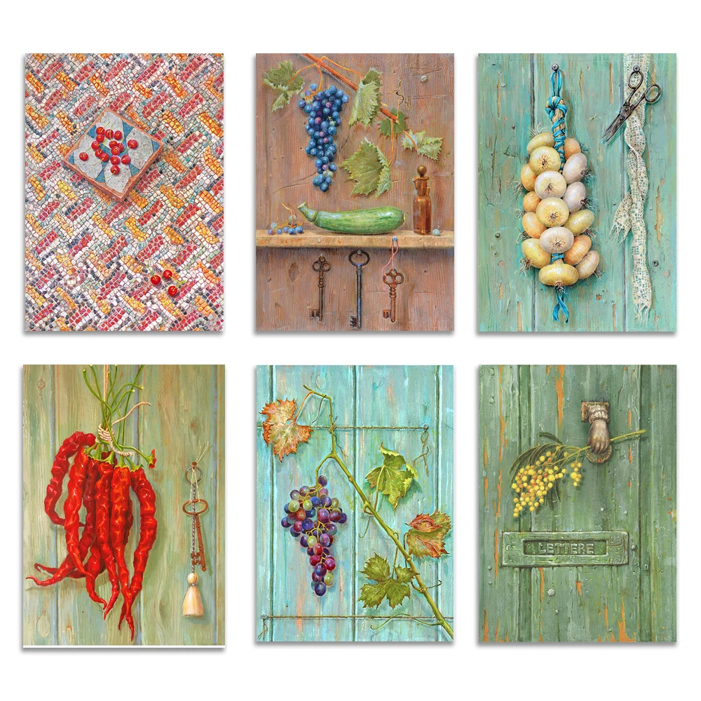

Val Archer fruit poster, lemon, cherry, mango, onion, grape and zucchini art prints, vegetables, wall art, home kitchen decor