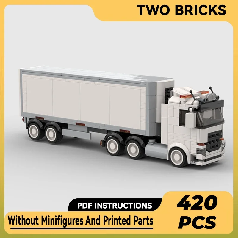 Moc Building Bricks City Car Model White Truck With Trailer Technology Modular Blocks Gifts Christmas Toys DIY Sets Assembly