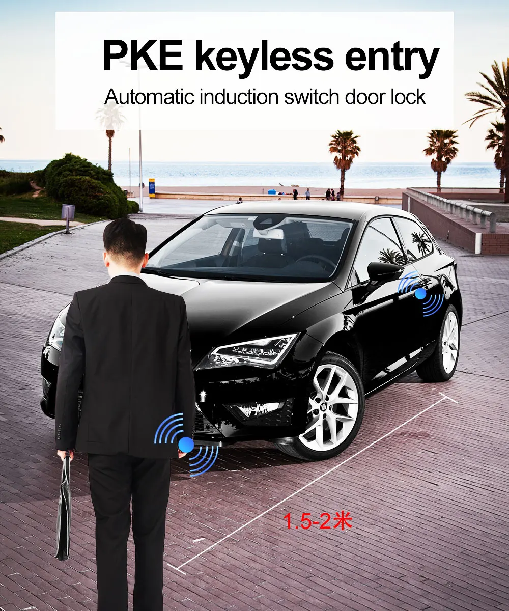 Universal Remote Smart Key with LCD Display Start Stop Button PKE Keyless Access Automatic Trunk Opening Function