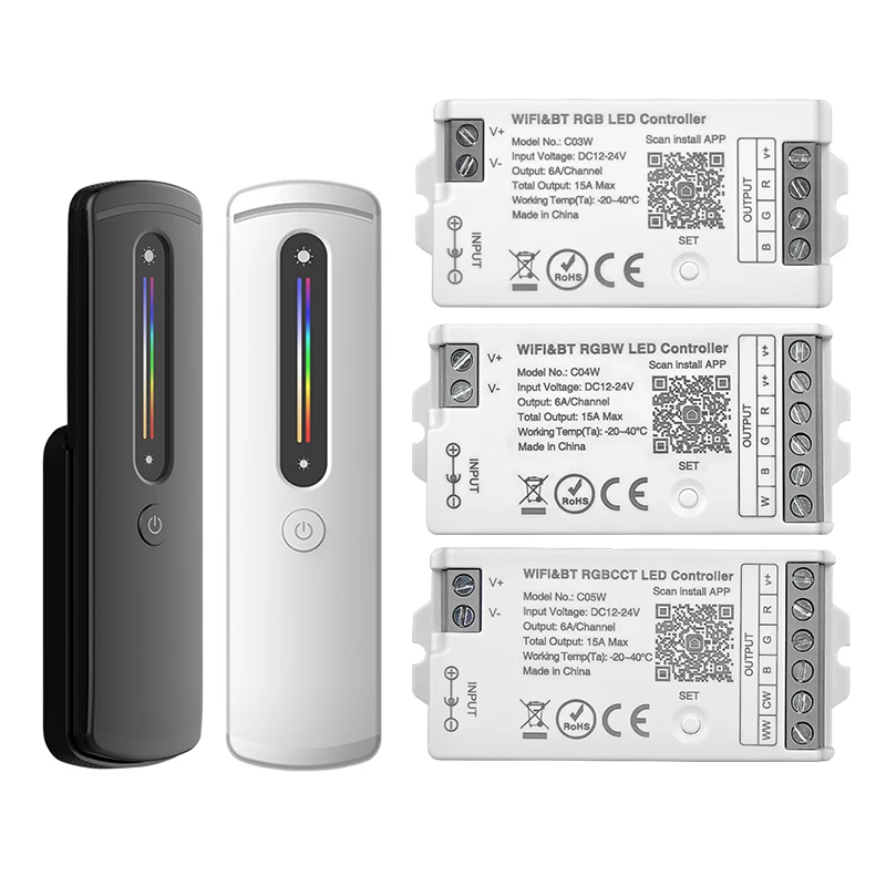 Wifi Alexa Google Home Tuya Smart Led RGB RGBW RGBCCT Strip Controller 2.4Ghz RF DC12-24V 15A Output for 5050 3528 Strip Use