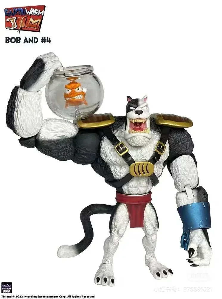 Original PDAN Action Figure Earthworm Jim Professor Monkey Body Bob Killer Goldfish Snot Worm Joint Movable Model Ornament Toy