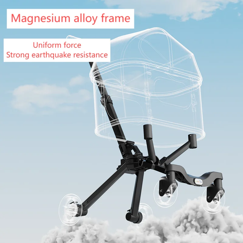 Magnesium Alloy Pet Stroller for Small Animals to Go Out Lightweight Detachable One-button Foldable Can Be Placed on a Bicycle