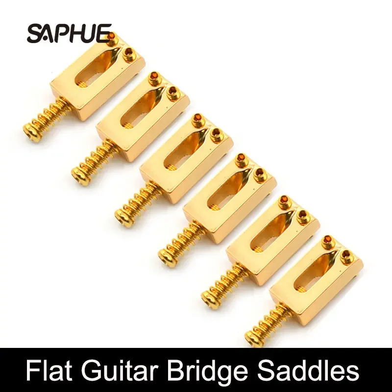 

6Pcs Rectangular Flat Guitar Bridge, Tremolo Trem Saddles Part for Electric Telecaster ST, Black, Gold, Chrome