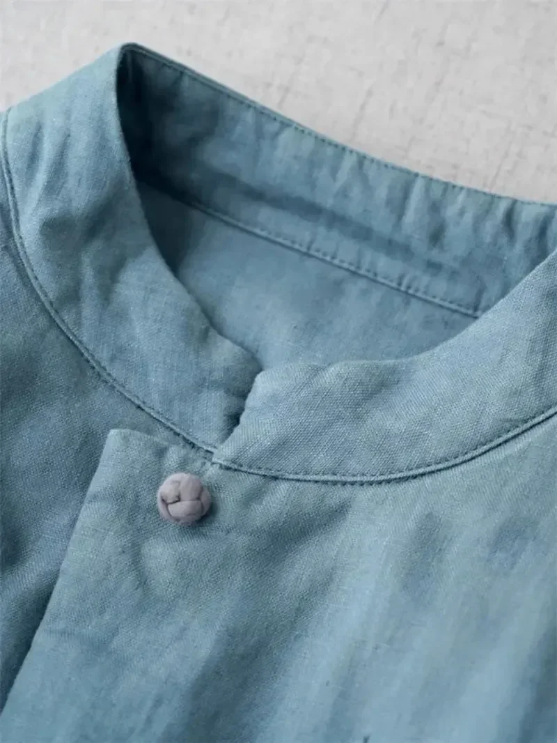 2024 New Chinese Style Women's Long Cotton Coat Standing Collar Buckle Autumn Winter Mid Length Warm Linen Quilted Jacket ER-126