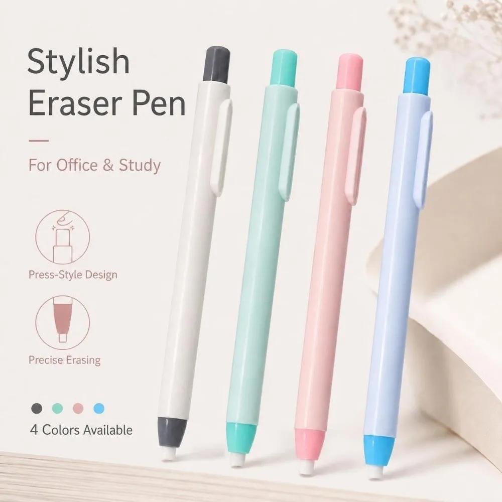 14Pcs Retractable Pen Shaped Eraser Macaron With Refill Eraser Leads Eraser Set Push Type Pencil Eraser