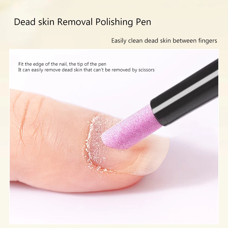 5 قطعة مسمار الفن الكوارتز القلم بشرة الأظافر الرملي عازلة ملف الأظافر القلم إهاب حجر انتهازي UV هلام البولندية مانيكير الرعاية فرك الملفات #6