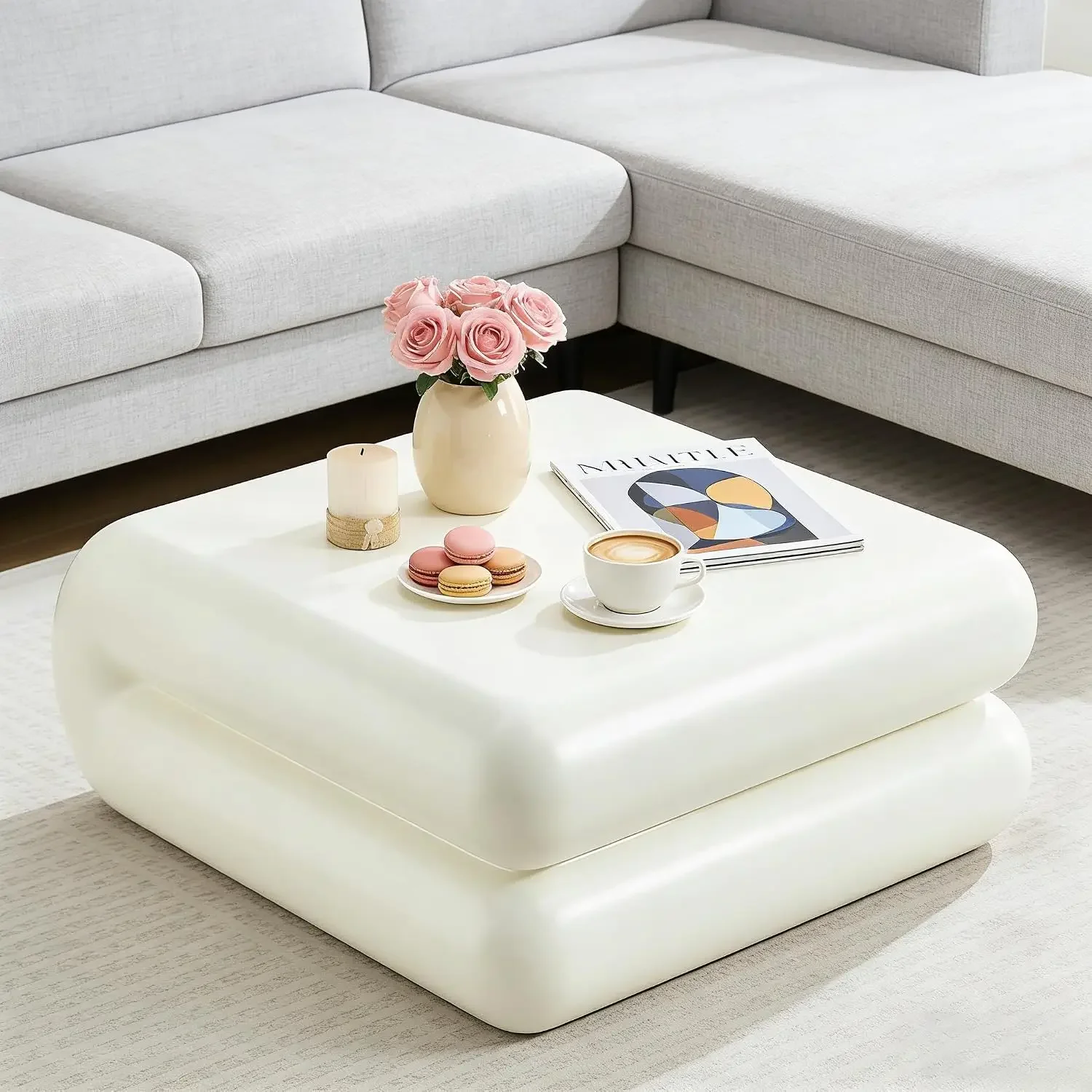 Nesting Classic Stable Adjustable Coffee Table Square Minimalist Convenient Decorative Low Coffee Table Table Basse Furniture