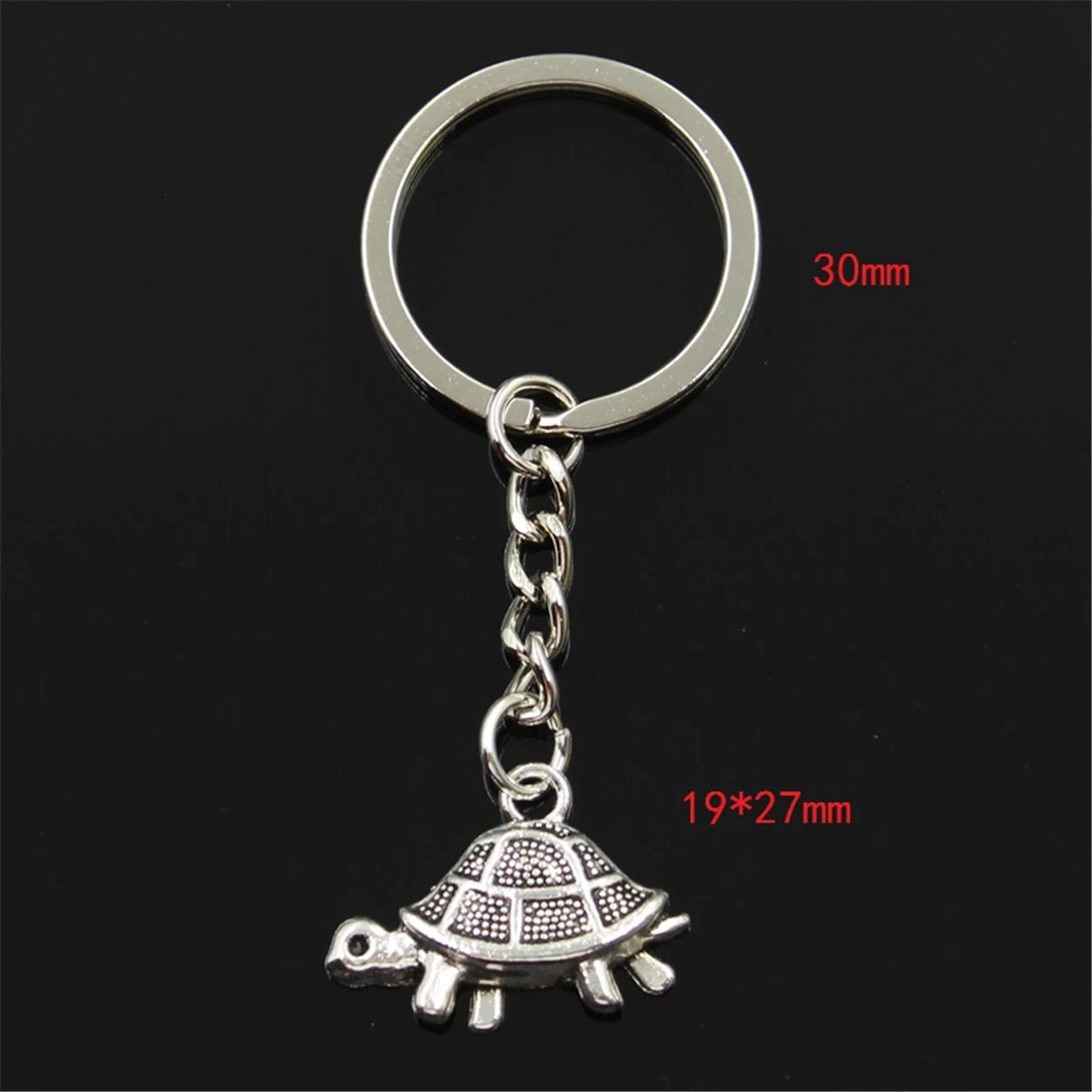 Fashion Tortoise Turtle Sea 19x27mm Pendant 30mm Key Ring Metal Chain Silver Color Men Car Gift Souvenirs Keychain Dropshipping