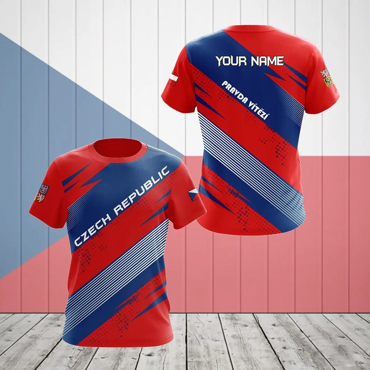 Custom Name Czech Republic Flag 3d T-shirt Coat of Arms of Czech Republic T-shirt Flag T-shirt Casual Oversized Short Sleeve