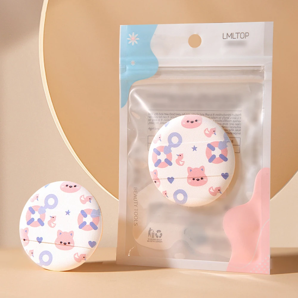 Almofada de ar de gato de desenho animado, esponja de maquiagem inserida à mão mais ampla para cuidados com a pele facial