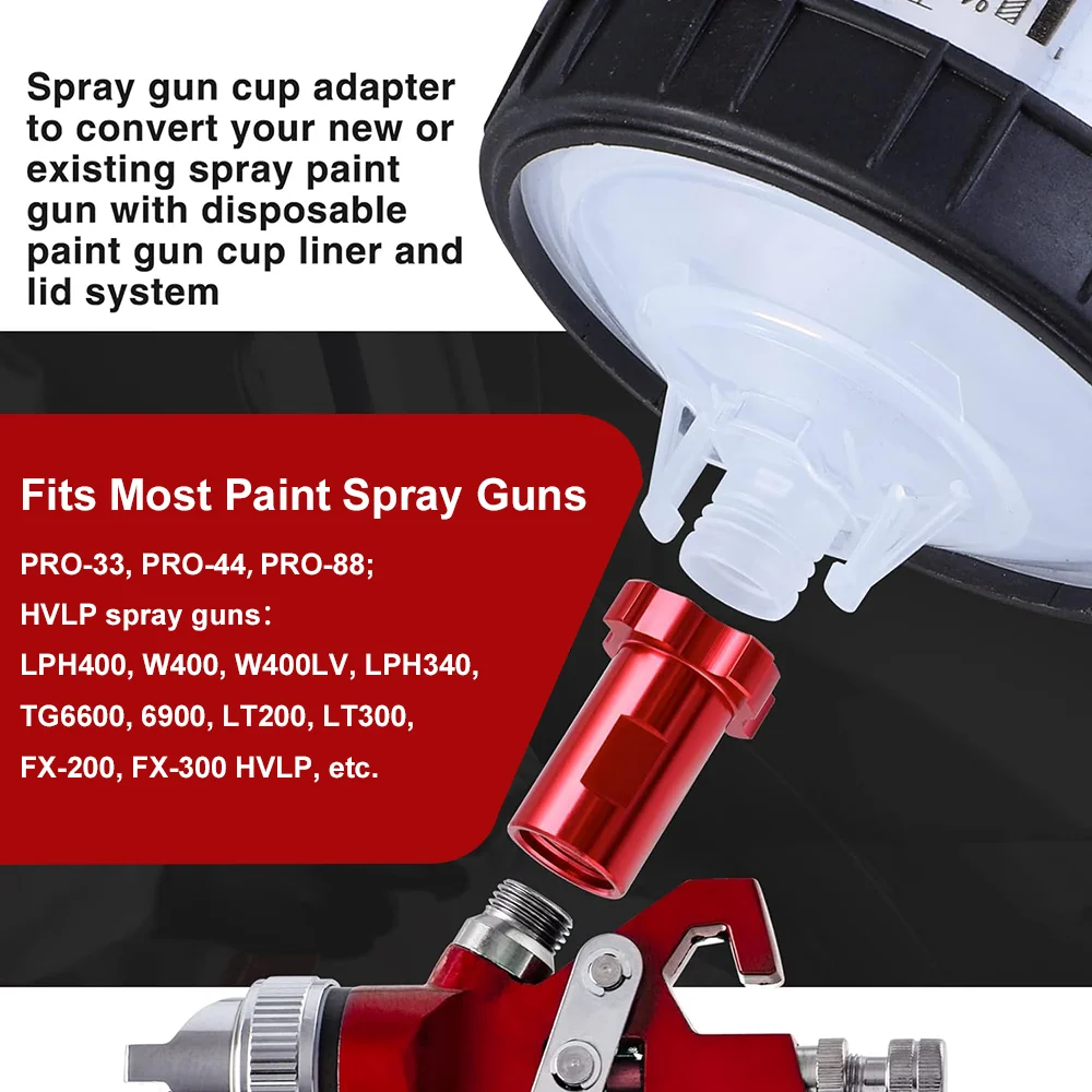 Spray Gun Cup Adapter Sprayer Internal Thread Adapter Disposable Paint Gun Bottle Adapter 16mm Thread 1.5mm Pitch Pneumatic Tool