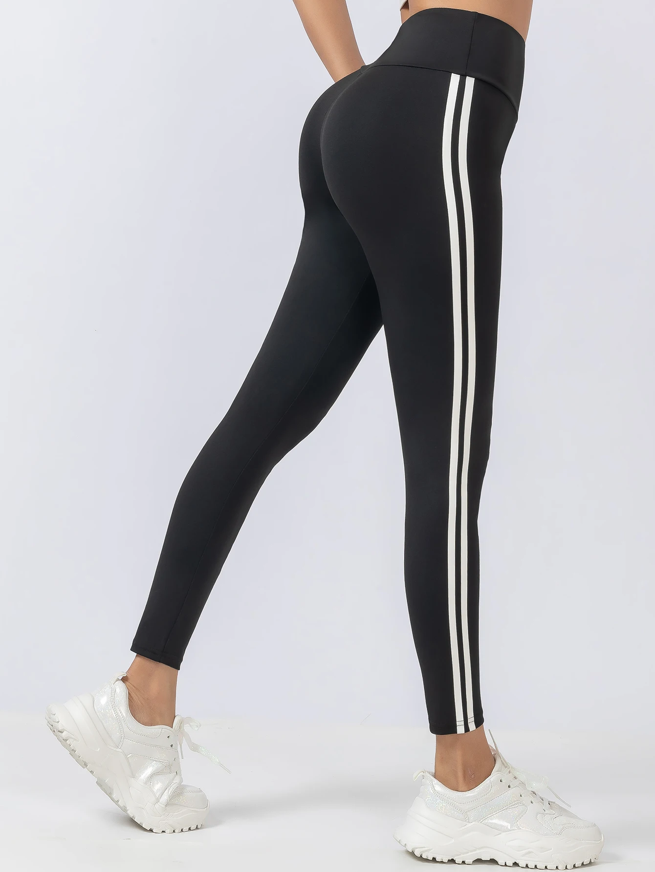 Striped yoga pants high waist buttocks abdominal fast dry breathable slim fitness pants