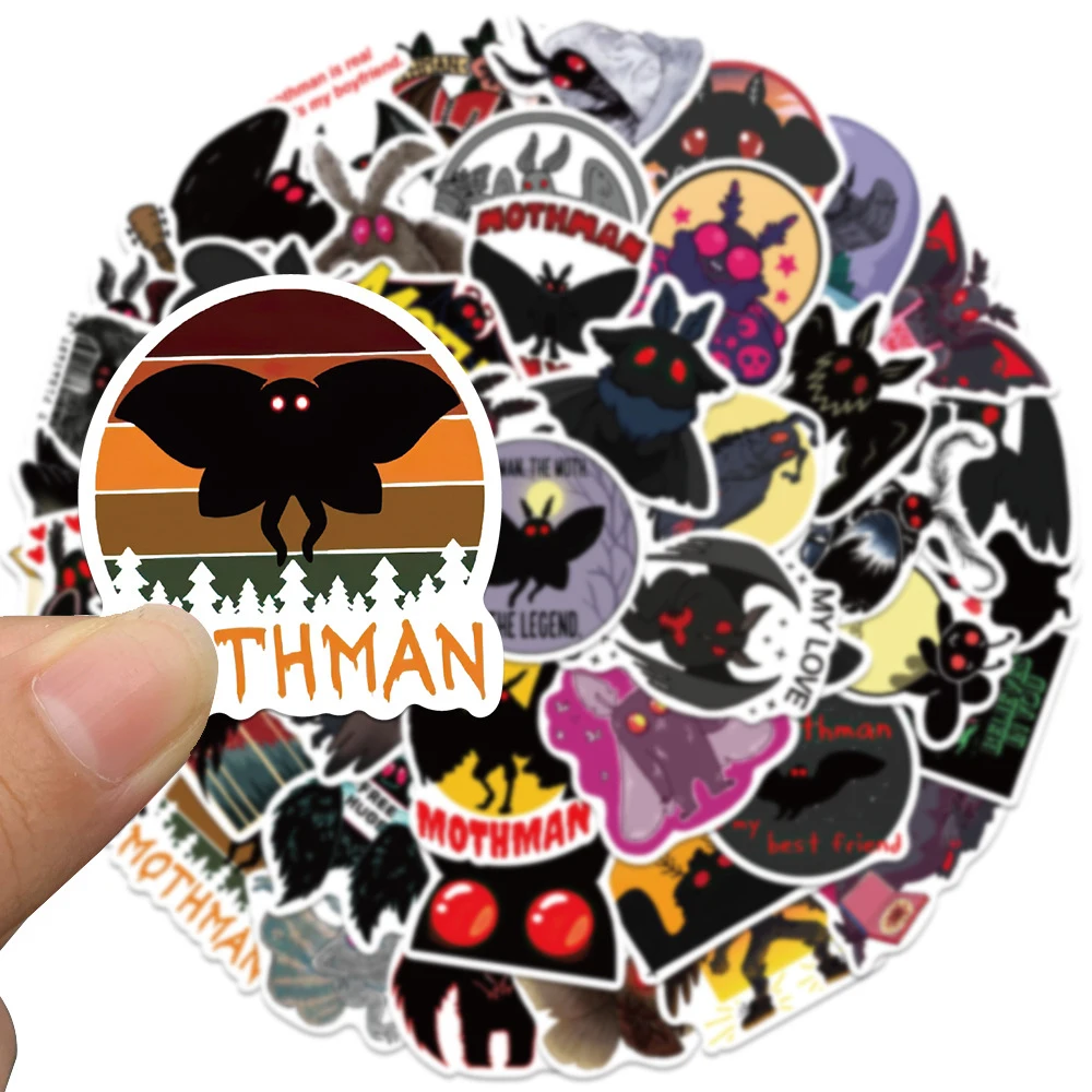 10/30/50Pcs Horreur Dessin Animé Anime Mothman Autocollants Graffiti Ordinateur Portable Skateboard Moto PVC Cool Autocollant Étanche Jouets Pour Enfants