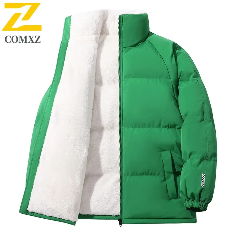 

COMXZ Men's Fleece Jacket Minimalist Solid Color Ski Trip Windproof Snow Adventure Padded Jacket High Quality Winter Padding
