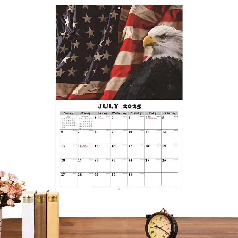 2025 Flag Eagle-Themed Calendar 2025 Monthly Calendar Decor Clear Printing Vertical Wall Calendar For Living Room Bedroom