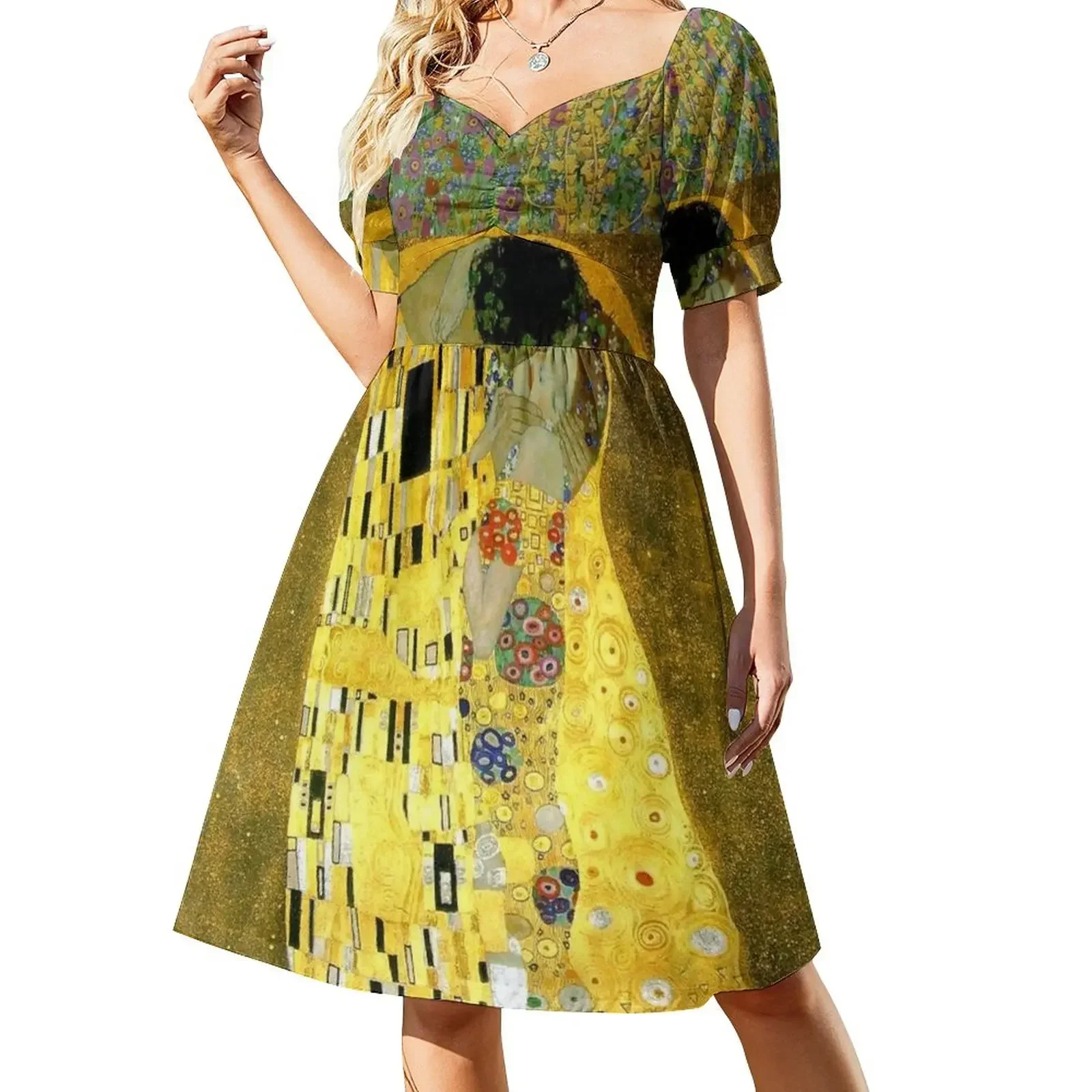 

Gustav Klimt's The Kiss (1907–1908) Short-Sleeved Dress women evening dress dresses women summer 2025 Elegant gown Dress