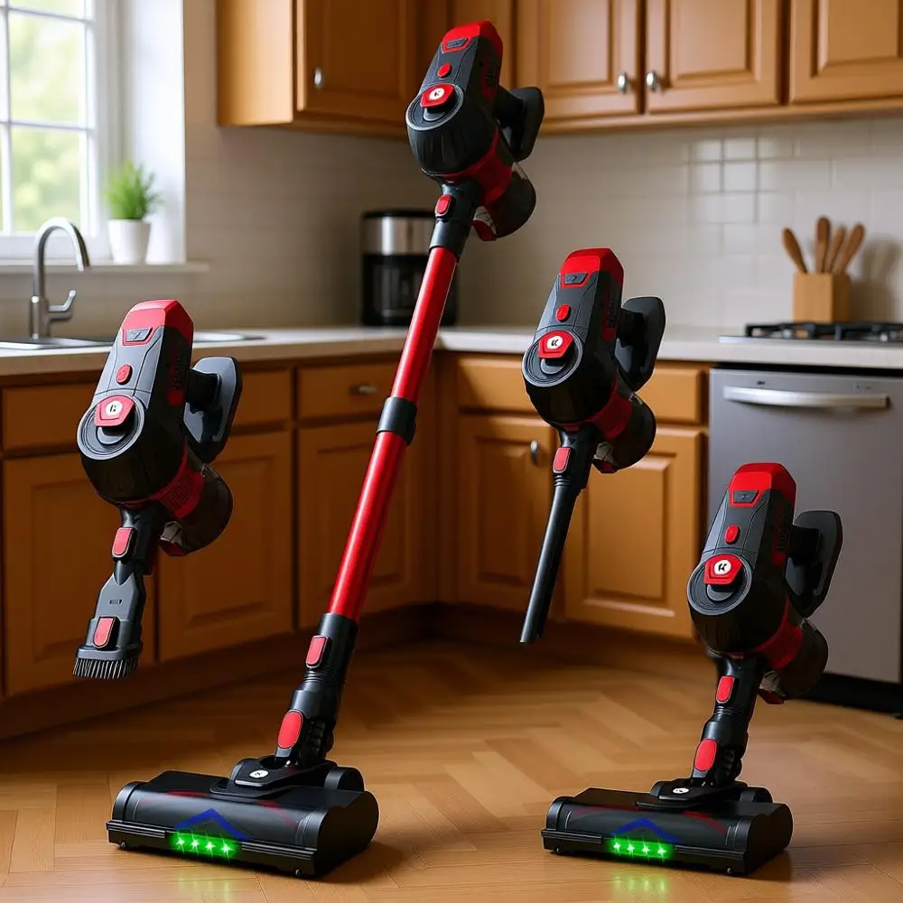 

Беспроводной вертикальный пылесос 500 Вт, 45 кПа, 60 минут работы, для дома, с контейнером для пыли 1,5 л и HEPA-фильтром, с защитой от наматывания волос, для твердых полов