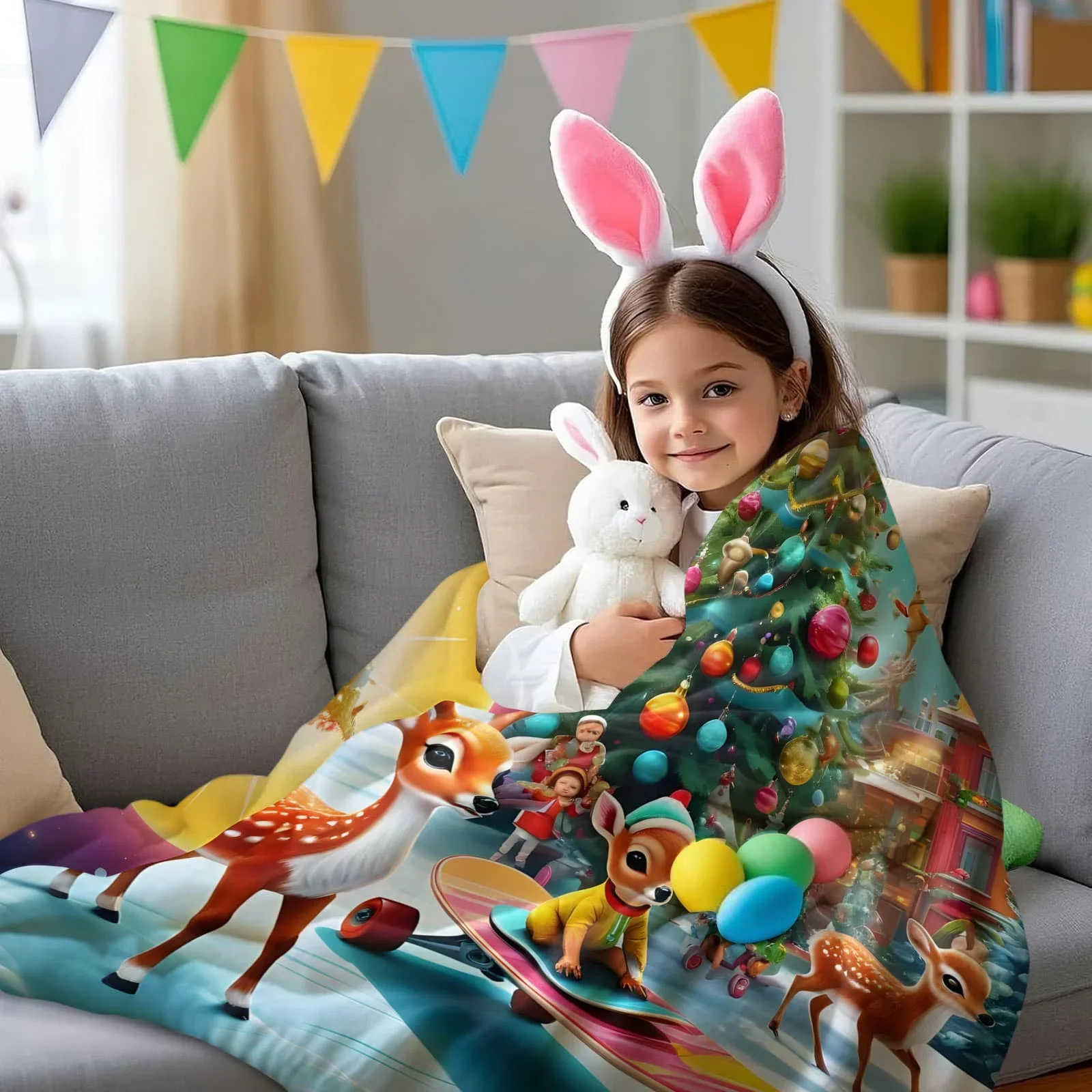 بطانية غزال لتزيين شجرة عيد الميلاد - رمي احتفالي ومبهج لمحبي عطلة أريكة غرفة المعيشة مثالي للديكور والهدايا