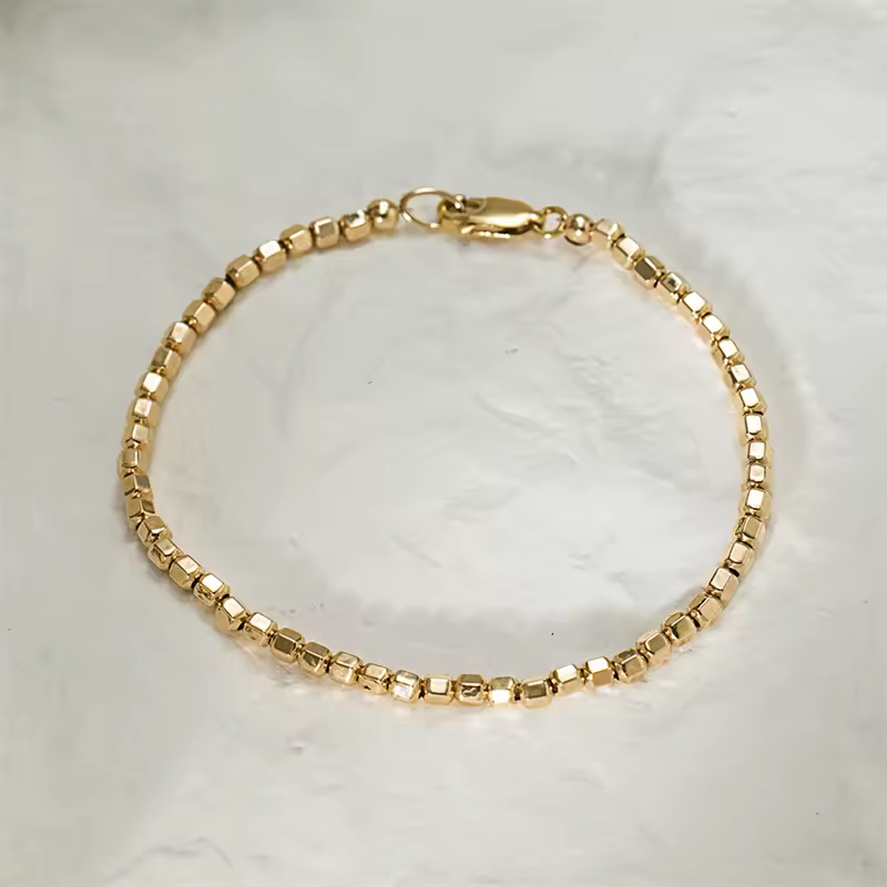 14K Gold Filled Bead Bracelet Handmade Tarnish Resistant Jewelry Boho Bracelets Anklets for Women Bridesmaid Gift Gold Bracelet