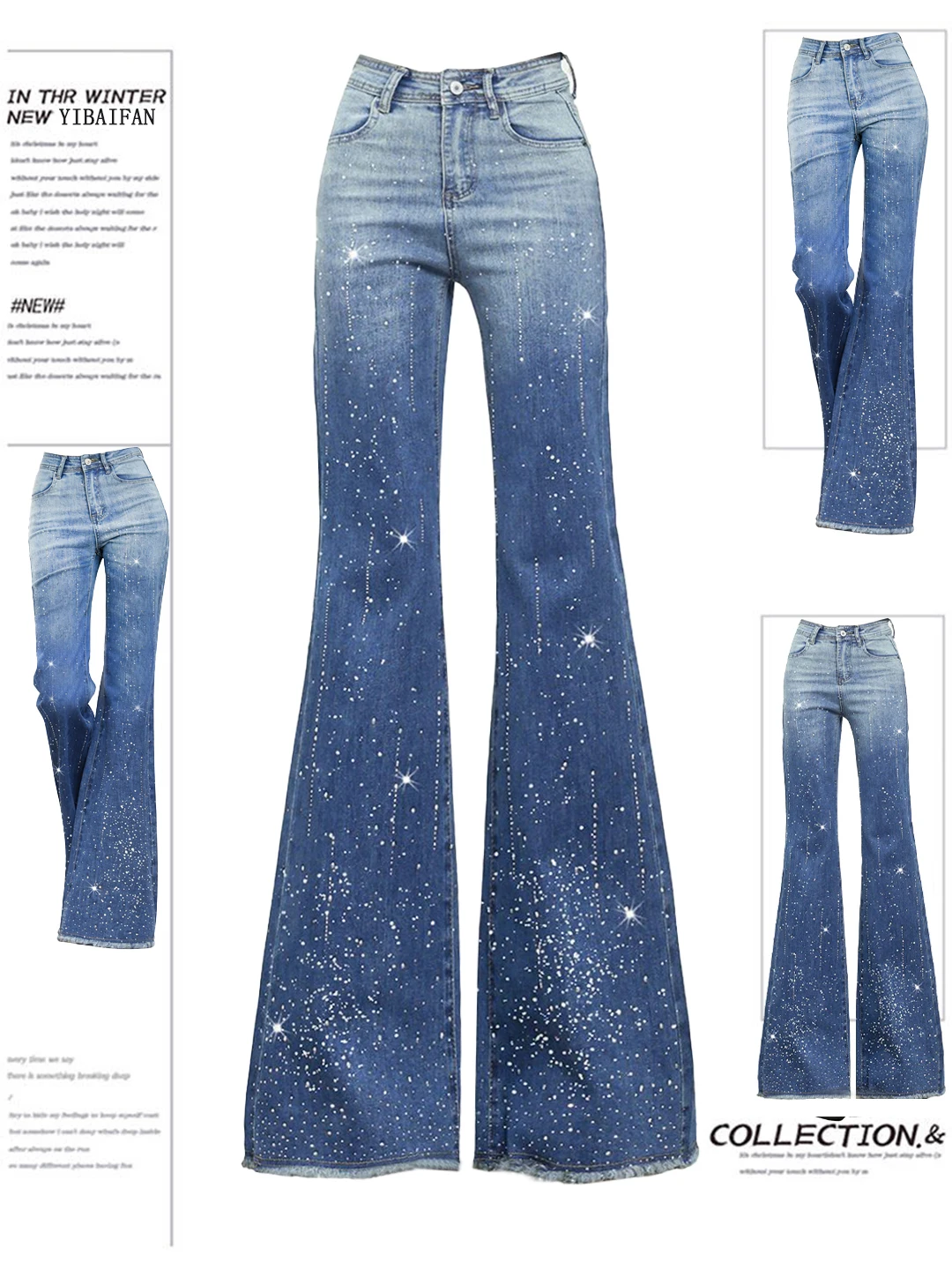 

Женские джинсы-клеш больших размеров с высокой талией, на молнии, удобные, дышащие, повседневные, с геометрическим узором, весенние