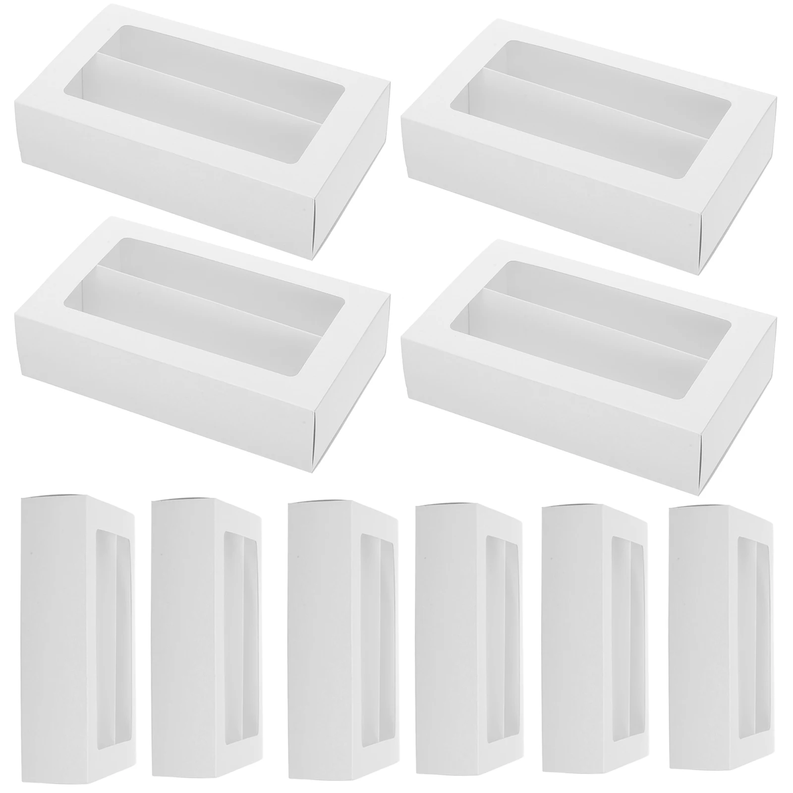 

10pcs Sweet Dessert Packaging Kraft Paper Macaron Truffle Cookie Container Window Baking Box Cake Pop Boxes Egg Tart Boxes