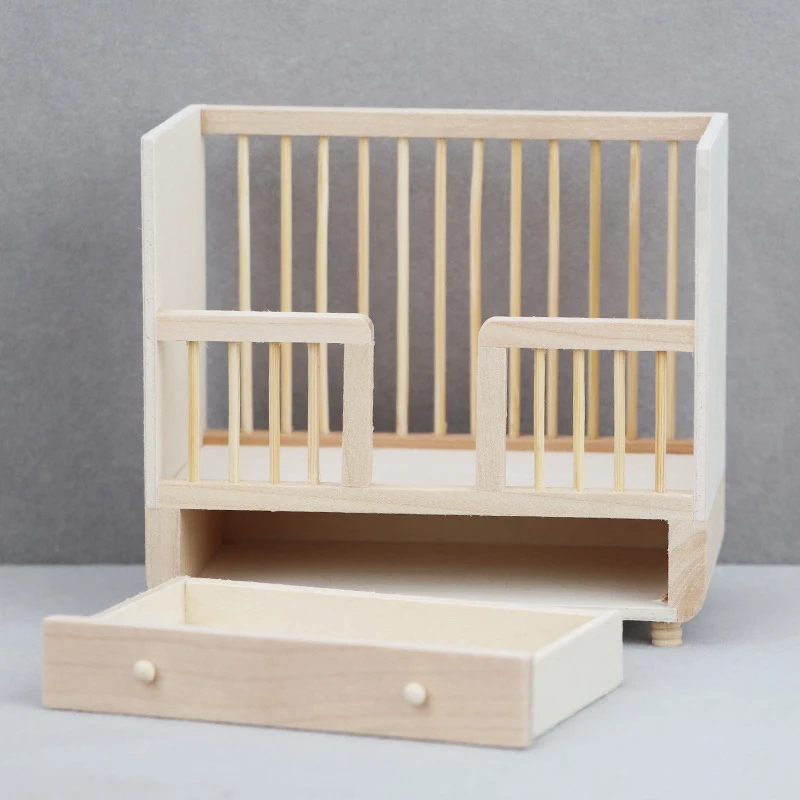 1:12 Dollhouse Miniature Baby Cot Crib Furniture Model Decor Toy Doll House Accessories Play House Toy