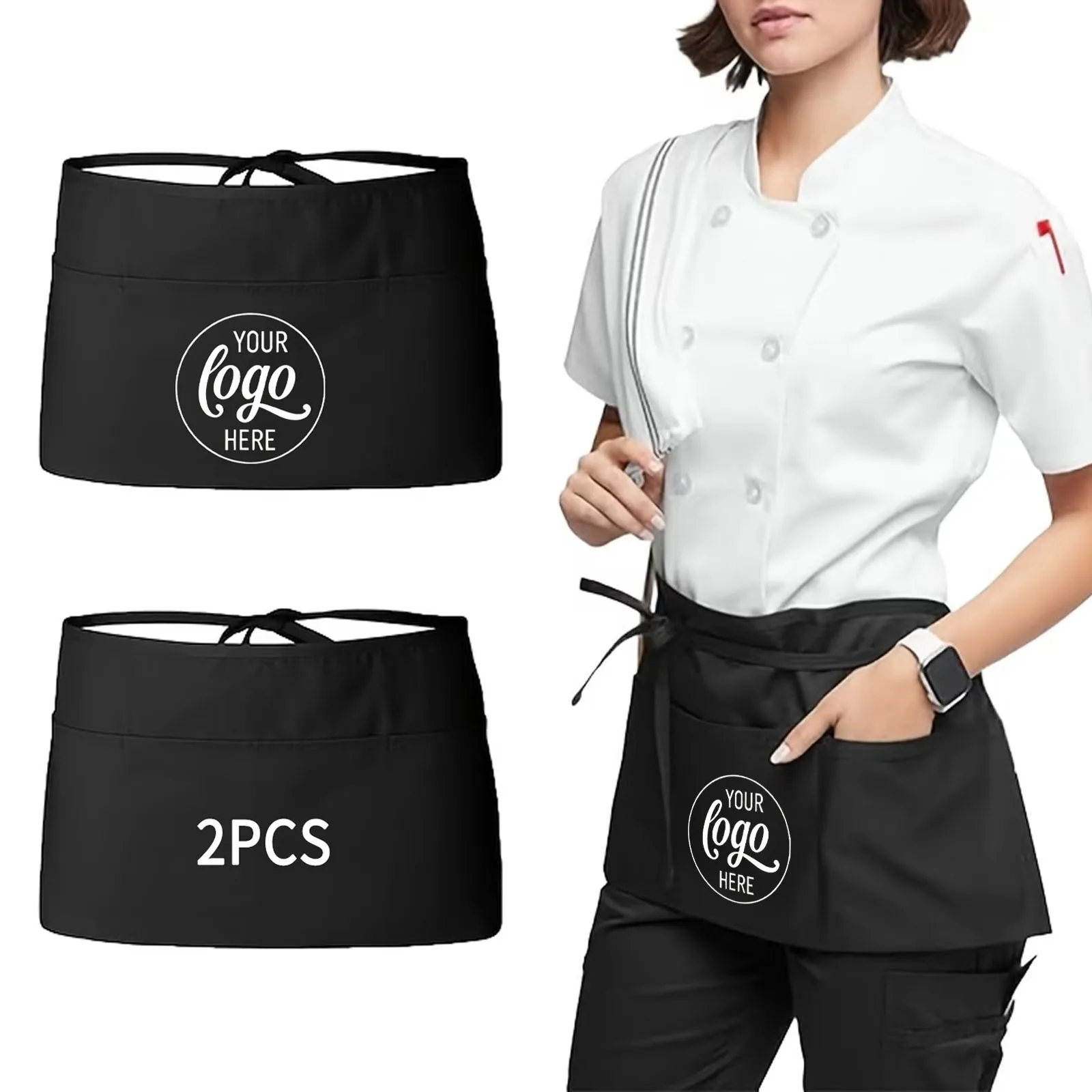 2-Pack Personalized Aprons, Customizable with Names, Household Kitchen Aprons, Chef Aprons, Waiter Work Aprons, Hairstylist Tool Aprons, Cleaning Worker Aprons, Etc., Multi-Purpose Aprons view 4
