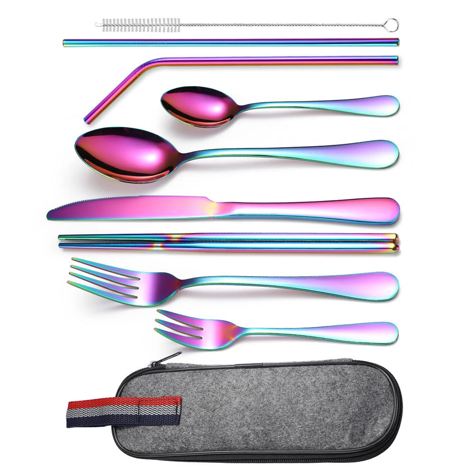 Utensils Set For 1 9-Piece Portable Lunch Silverware Set Stainless Steel Fork Spoon Reusable Lunch Silverware Set For Travel