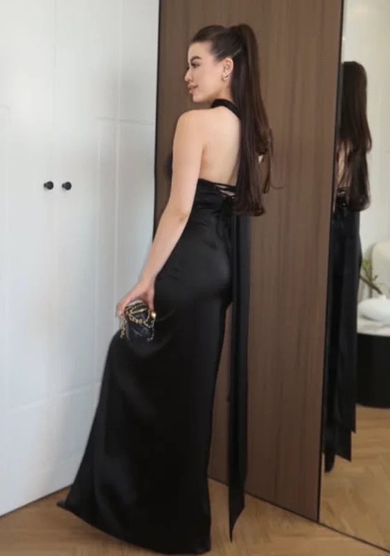 فساتين عالية الجودة مخصصة بطول الأرض بدون ظهر وشوكة عالية فيستدو دي فيستا دي كاسامنتو للنساء للحفلات