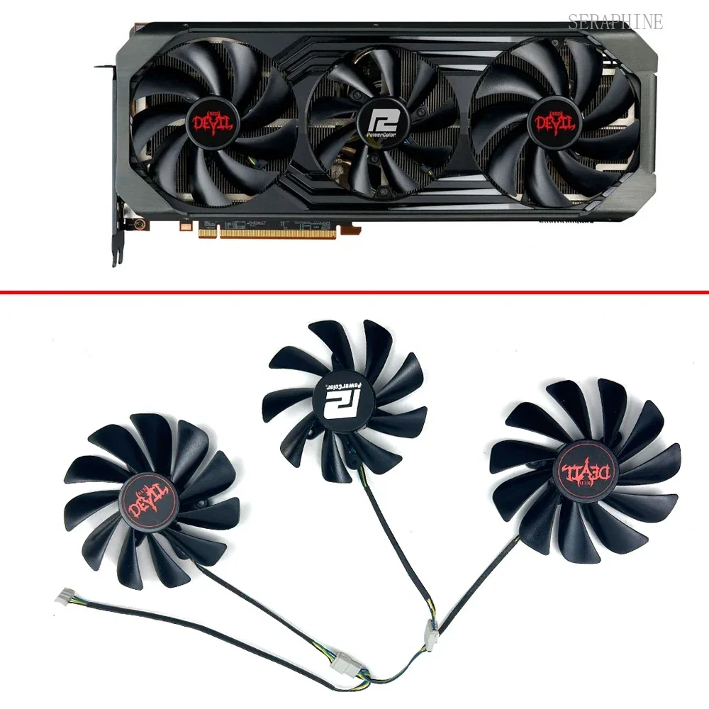 Cooling Fan for POWERCOLOR Radeon RX6700XT 6750 6750XT 6800 6800XT 6900XT 6950XT Devil Red OC Graphics Card Replacement Fan